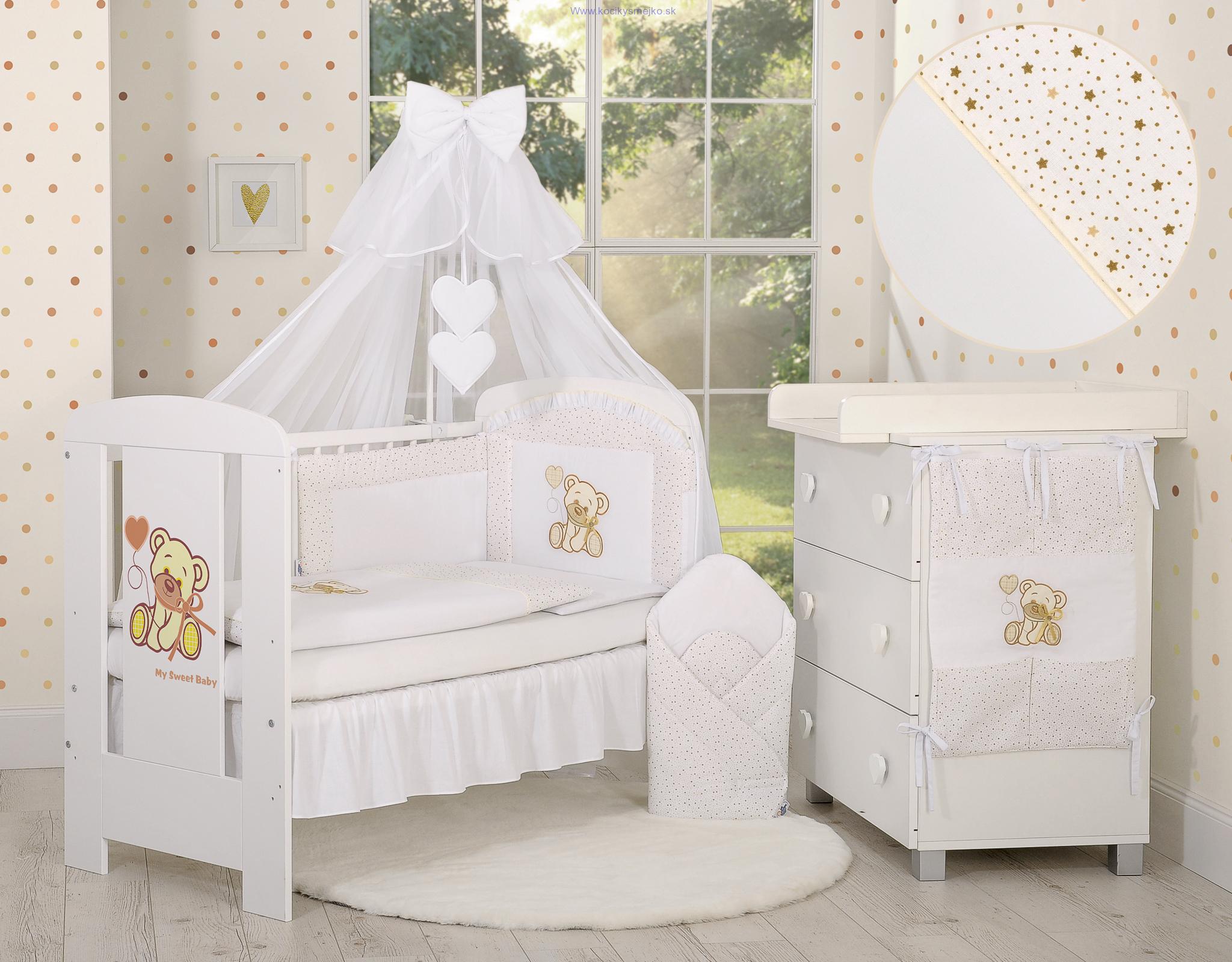 Detská postieľka kompletná výbava Teddy Bear with bow white