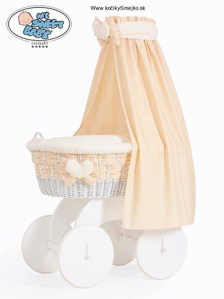 Kôš pre bábätko s baldachýnom > varianta Isabella krém + puntíky na béž