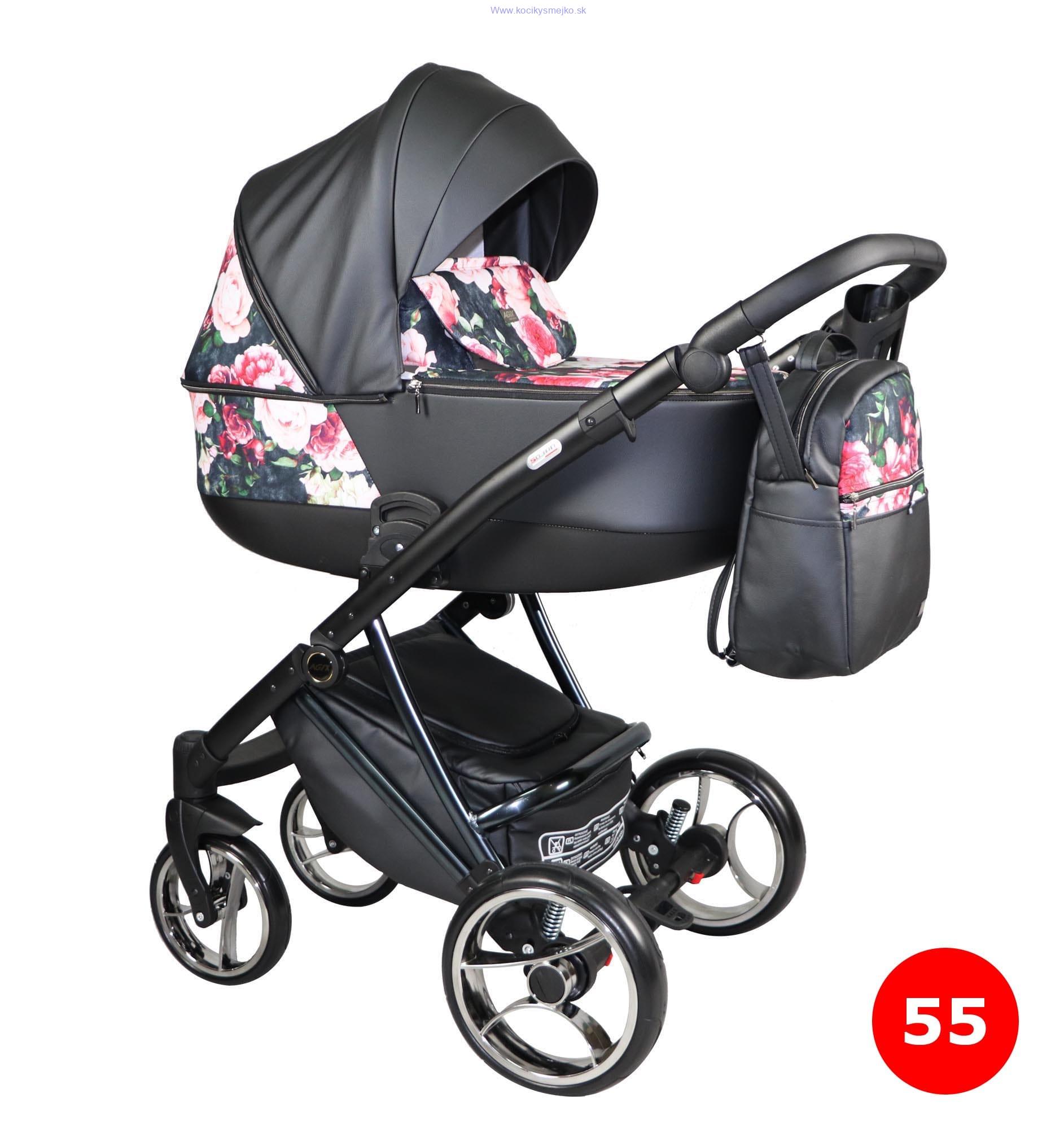 Kočík eko koža+ kvety 3v1 Eco 55