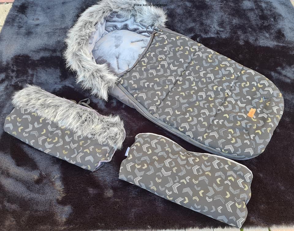 Set rukávnik a fusak vzor čierny 100x45 cm vzor