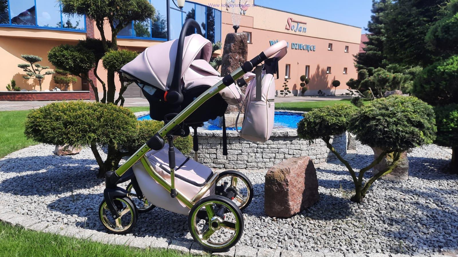 Kočík Happy Exklusive pudrová ružová+autosedačka