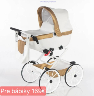 Kočík pre bábiky Princess White-Gold 