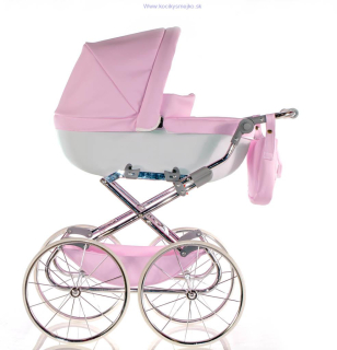 Kočík pre bábiky Princess Pink-Light grey - Chrome