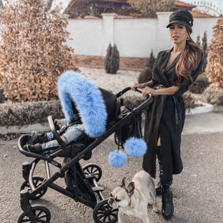 Krásna kožušina na kočík-modrá