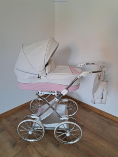 Kočík pre bábiky Junama Lulla bielo-ružový 04