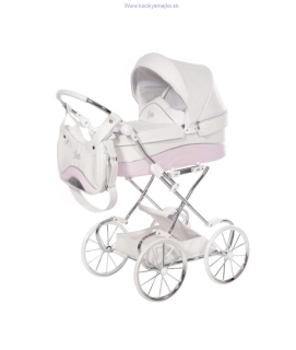 Kočík pre bábiky Junama Lulla bielo-ružový 04