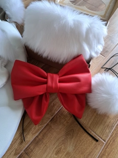 Dekoračná mašľa červená eko koža