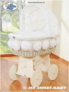 Biely luxusný kôš pre bábätko KVETY 283